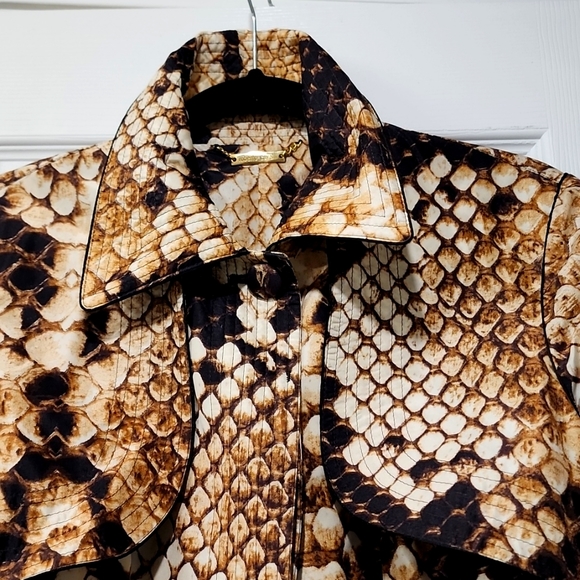 Roberto Cavalli snake print Silk coat with belt - Picture 4 of 11